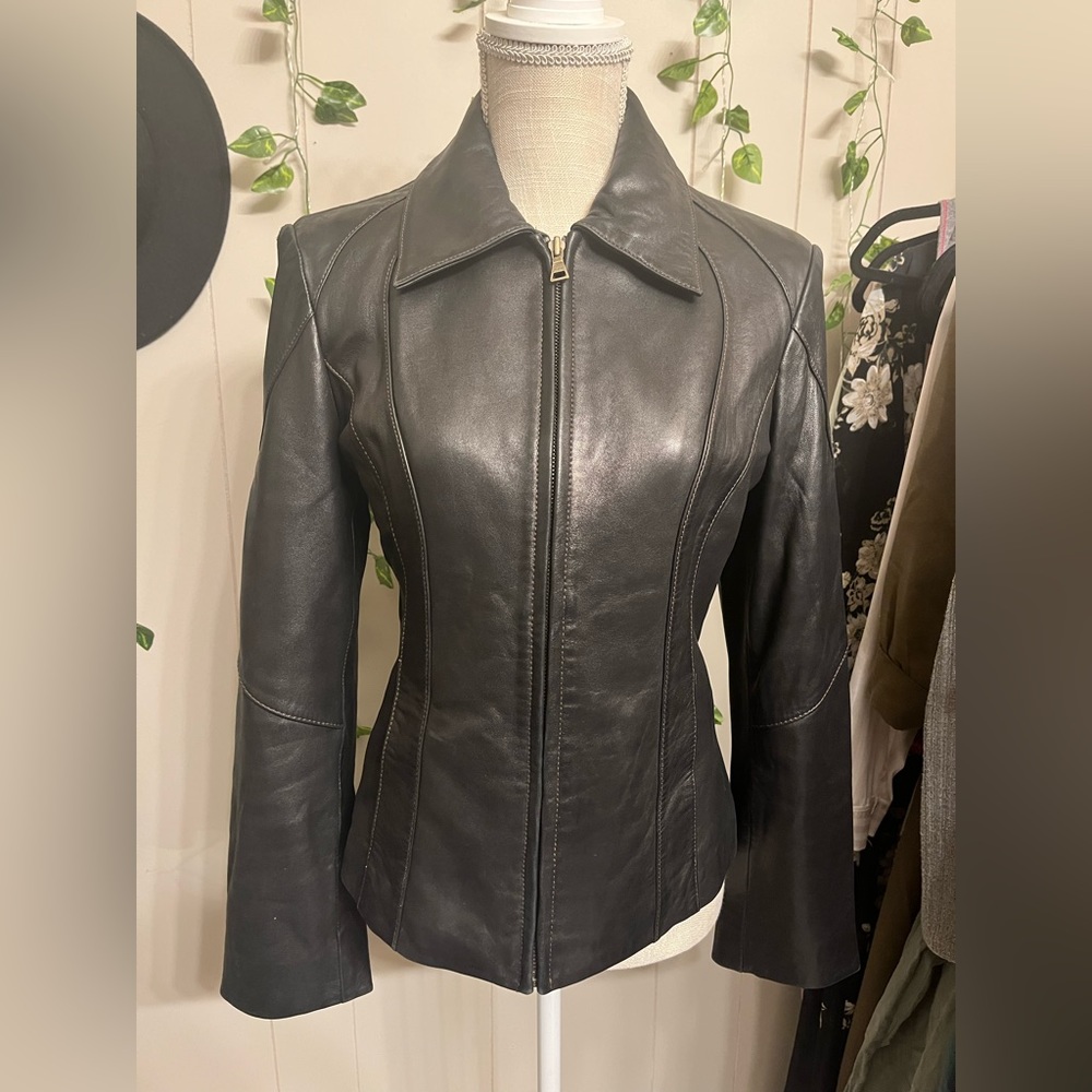 Guess genuine black leather jacket